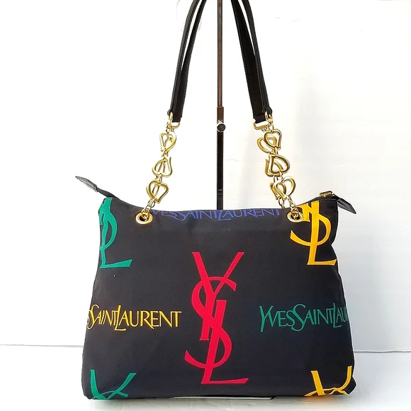 Gorgeous Vintage YSL Yves Saint Laurent Monogram canvas shoulder Tote handbag - Picture 1 of 16